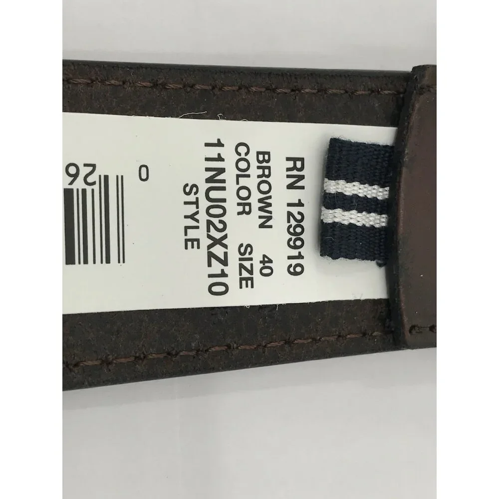 Nautica Men's Belt Size 40 Brown Leather Classic Logo‎ Basic Dress Dad Gift